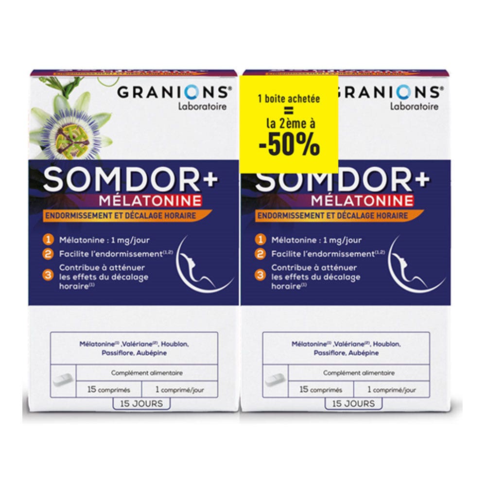 Granions DUO Somdor + Melatonina 2º al 50% de descuento 2x15 comprimidos