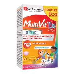 Forté Pharma Multivit'4G Multivitaminas infaniles vitaminas minerales enriquecidos con calcio 60 comprimidos masticables