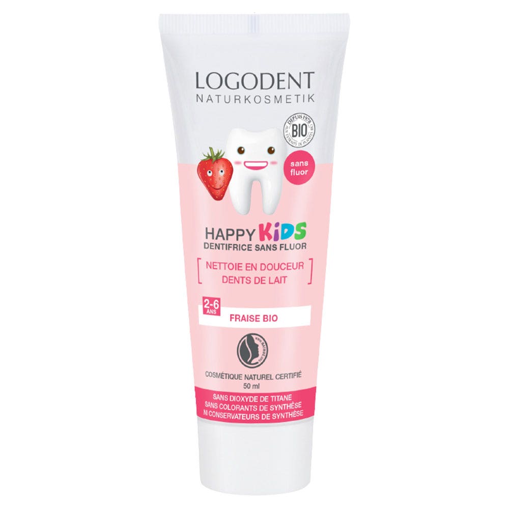 Logona Happy Kids Gel dentífrico de fresa Bio sin flúor 50 ml