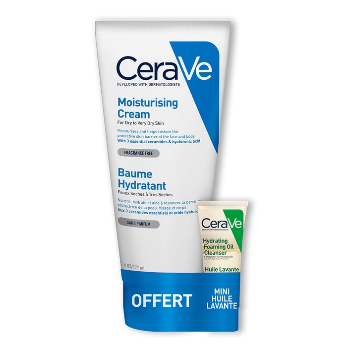 Bálsamo hidratante rostro y cuerpo pieles sensibles 177ml + Mini Aceite gratis 15ml Body Cerave