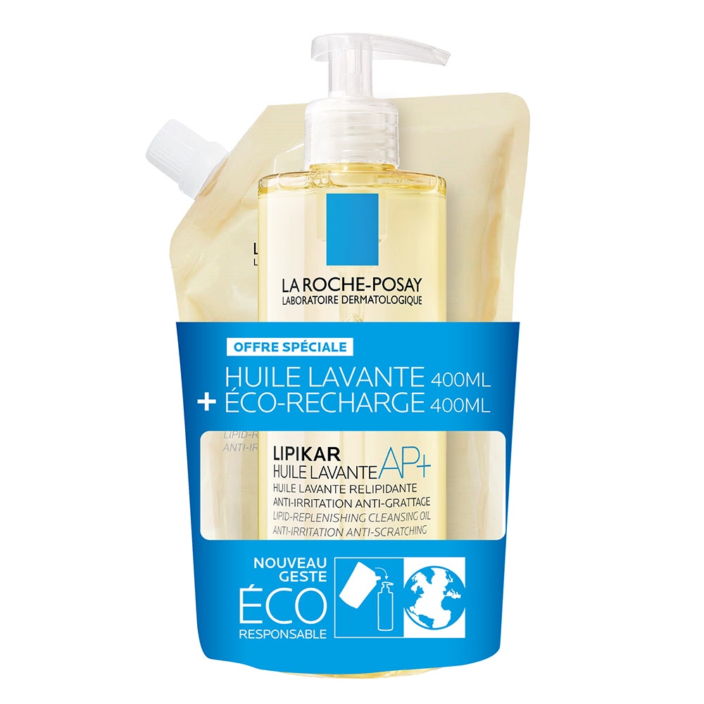 La Roche-Posay Lipikar Aceite limpiador nutritivo antiirritaciones + recarga ecológica 2x400ml