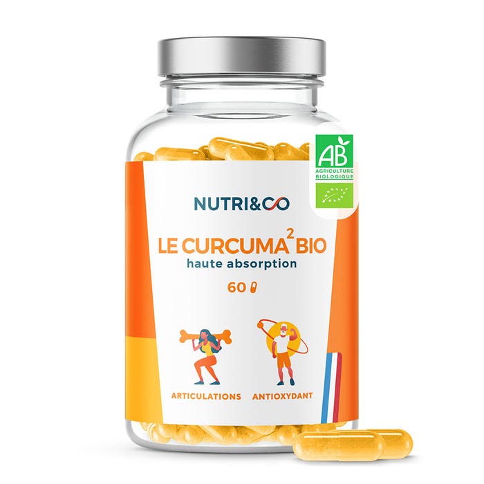 Cúrcuma orgánica altamente absorbente 60 cápsulas Articulación y antioxidante NUTRI&CO