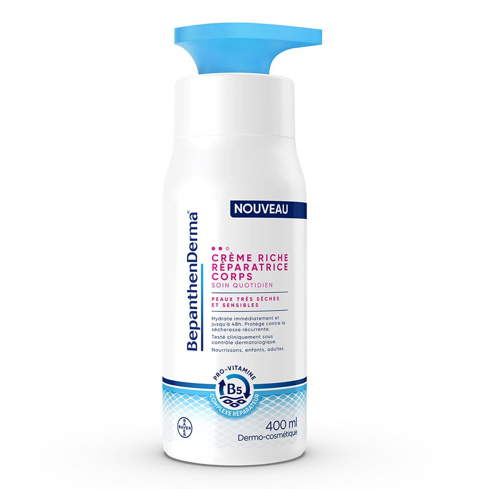 Bepanthen Derma Crema corporal reparadora frasco con bomba pieles muy secas y sensibles 400 ml