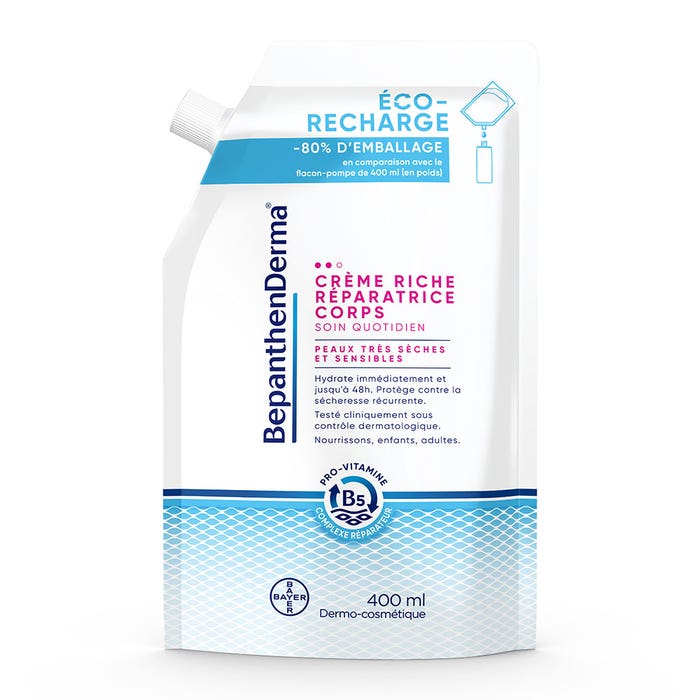 Bepanthen Derma Crema corporal reparadora rica Eco-Recharge pieles muy secas y sensibles 400 ml