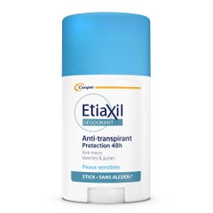 Etiaxil Déodorant Stick Antitranspirante Axilas 48h Antimanchas Blancas y Amarillas 40 ml
