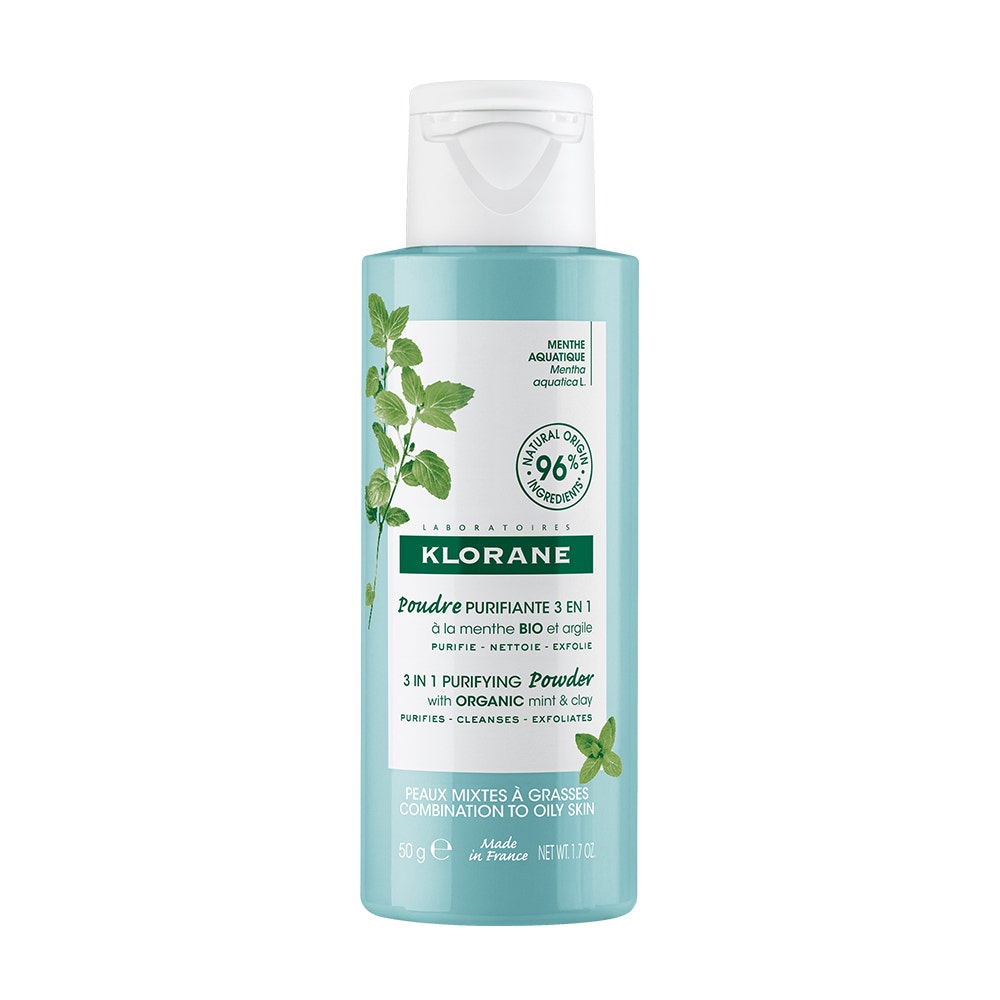 Klorane Menta Acuática Polvo Purificante 3 en 1 Bio 50g