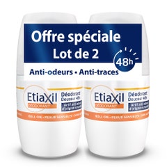 Etiaxil Desodorante Roll-on Suavidad sin Aluminio 48h Piel sensible 2x50ml