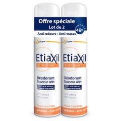 Etiaxil Déodorant Spray Suavidad sin Aluminio 48h Piel sensible 2x150 ml