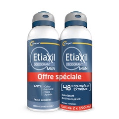 Etiaxil Desodorante Spray para hombre 48 horas sin aluminio 2x150 ml