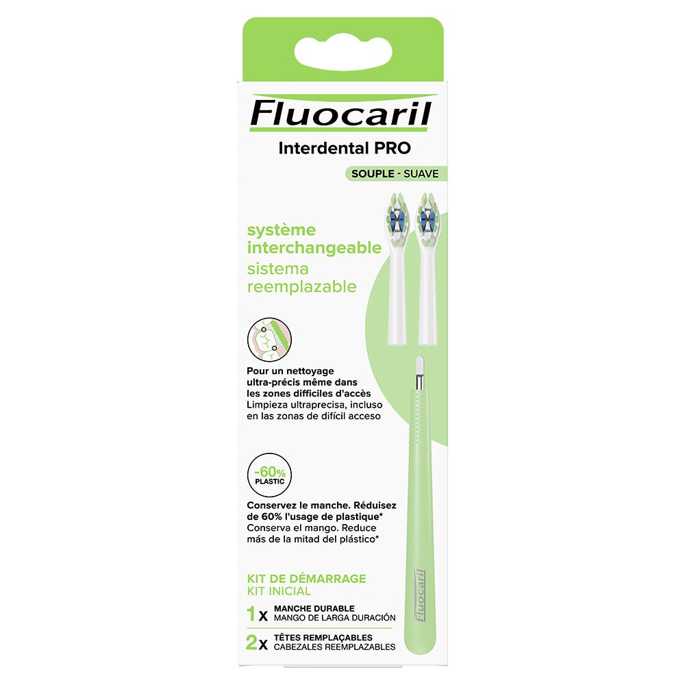 Fluocaril Cepillo de dientes con cabezal recambiable Interdental PRO Souple Starter Kit