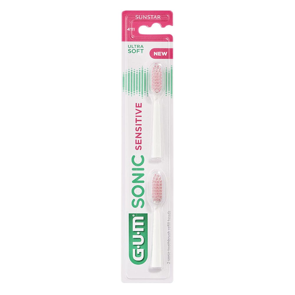 Gum Sonic Sensitive Recambios de cepillos de dientes x2
