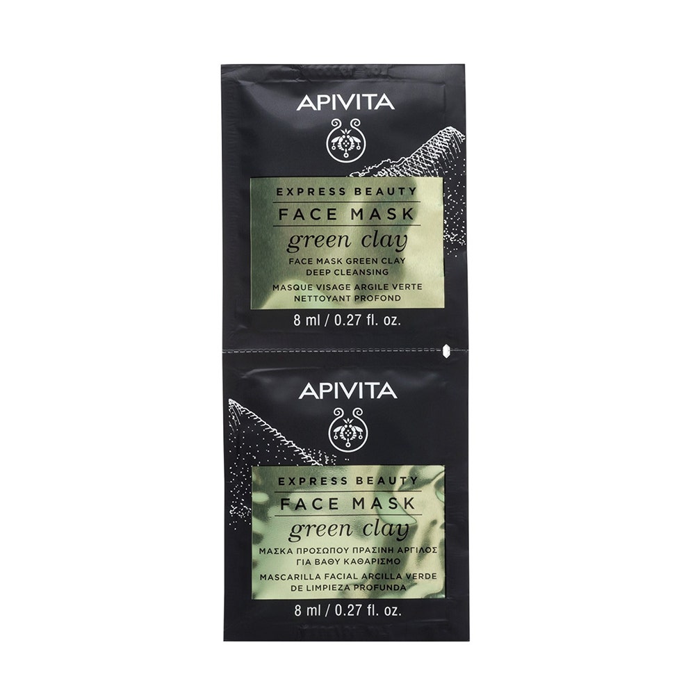 Apivita Mascarilla facial de limpieza profunda con arcilla verde 2x8ml