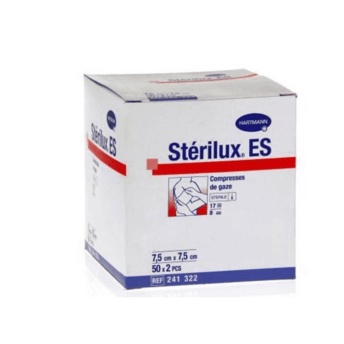 Compresas de gasa estéril 7,5x7,5cm 50 sobres de 2 Sterilux ES Hartmann