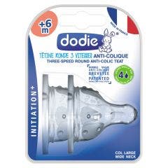 Tetinas Redondas 3 Velocidades Cuello Ancho 6+ Meses X2 x2 6 mois et plus Dodie