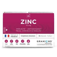 Zinc 20 mg​ 30 Ampoules Peau, Cheveux, Immunité Granions