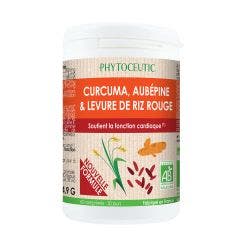 Cúrcuma, espino blanco y levadura de arroz rojo ecológico 60 comprimidos Favorece la función cardiaca Phytoceutic