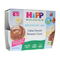 Delices De Lait Crema De Postre Cacao Bio A Partir De 6 Meses 4x100g Délices de Lait Dès 6 Mois Hipp