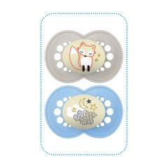 Chupetes Fisiologicos Fosforescentes De Silicona X2 18 Meses + x2 18 Mois Et Plus Mam