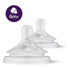 Tetina de silicona líquido espeso flujo recién nacido x2 Natural 6 meses+ Avent