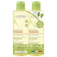 Aceite limpiador emoliente biodegradable 2x500ml Exomega Control A-Derma