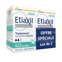 Tratamiento de la sudoración excesiva axilar Roll-on 2x15ml Detranspirant Piel sensible Etiaxil