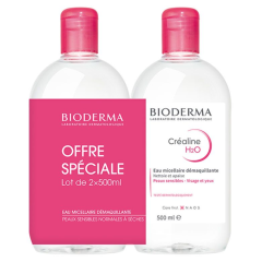 Solucion Micelar Desmaquillante H2O 2x500ml Crealine H2O Sans parfum Bioderma