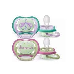Chupete de ortodoncia x2 Ultra-Air NightTime de 0 a 6 meses Avent