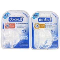 Tetinas Redondas 3 Velocidades Cuello Ancho 0-6 Meses X2 Dodie