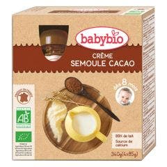 Postre lácteo crema de cacao con sémola bio a partir de 8 meses 4x85g Babybio