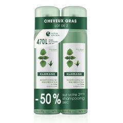Champu Seco Seborregulador Con Extracto De Ortiga Spray Cabello Graso 2x150ml Ortie Cheveux Gras Klorane