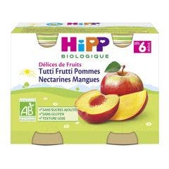 Pures De Frutas Tutti Frutti Manzanas Nectarinas Mangos Bio A Partir De 6 Meses 2x190g Hipp