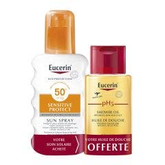 Spray Sensitive Protect SPF50 200ml + Aceite De Ducha Gratis 200ml Sun Protection Eucerin