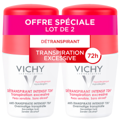 Detranspirante Intensivo Eficacia 72h 2x50ml Déodorant Roll-on Peaux Sensibles Vichy