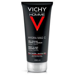 Gel Ducha Cuerpo y Cabello Hidratante Energizante Hydra Mag-C 200ml Homme Vichy