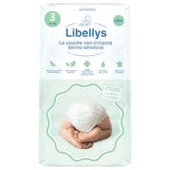Couches non-irritantes dermo-sensitive x54 Taille 3 De 4 à 9Kg Libellys