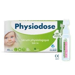 Sérum fisiológico estéril 40 monodosis de 5 ml Physiodose Plástico de origen vegetal Gilbert