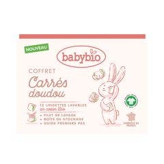 Coffret Carres Doudou Bio 12 Lingettes + Filet de Lavage Babybio