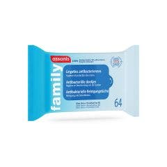 64 Toallitas Suaves Antibacteriales 64 lingettes Assanis