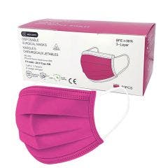 Mascarillas quirúrgicas desechables fucsia x50 Type IIR EN 14683:2019+AC:2019 Vog Protect