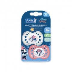 Chupetes Simetricos Fosforescentes De Silicona Mickey Minnie 18+ Meses X2 Dodie