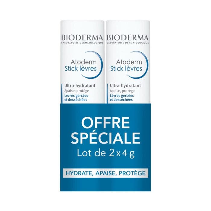 Cosquillas curva entregar Stick labial hidratante Atoderm 2x4g-labios secos Bioderma - Easypara